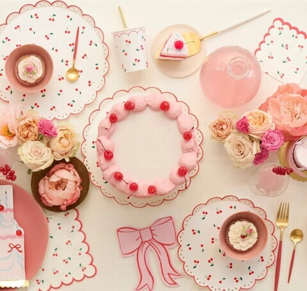 Тарелки маленькие "Вишня" 8 шт. (21,6 x 21,6 см)