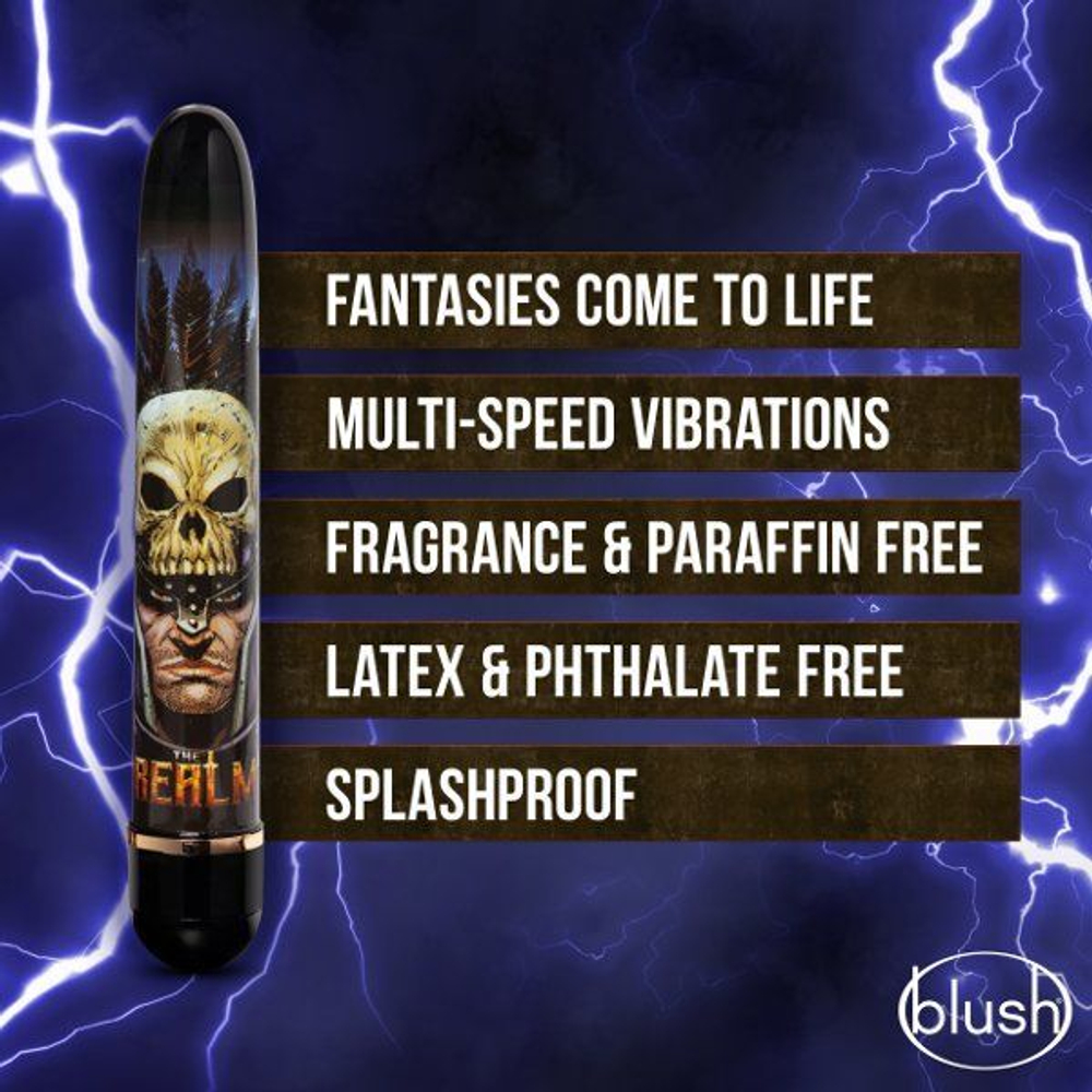 Синий классический вибратор Knight - 17,7 см. (Цвет: синий)