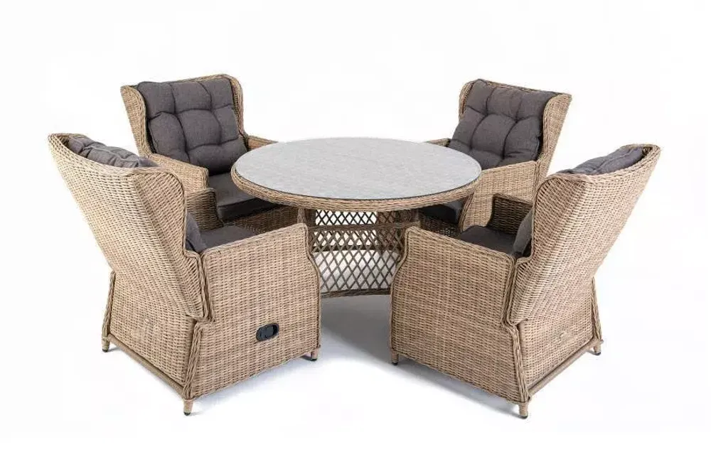 "Лацио" обеденная группа из искусственного ротанга, цвет соломенный