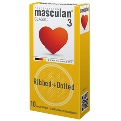 Презервативы Masculan Classic 3 ,10 шт. С колечками и пупырышками (Dotty+Ribbed)