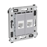 Компьютерная розетка RJ-45 без шторки в стену, кат.5е двойная, "Avanti", "Закаленная сталь"