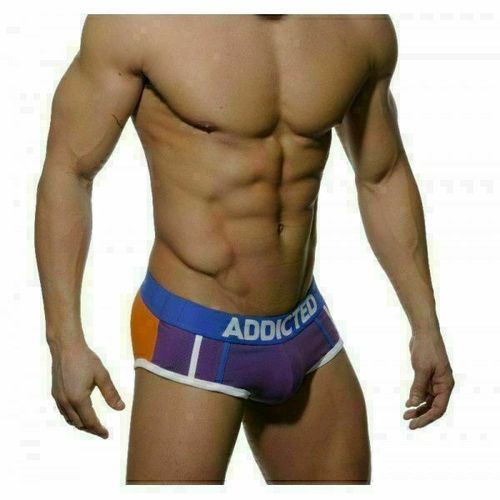 Мужские трусы брифы фиолетово-оранжевые Seobean Addicted Brief