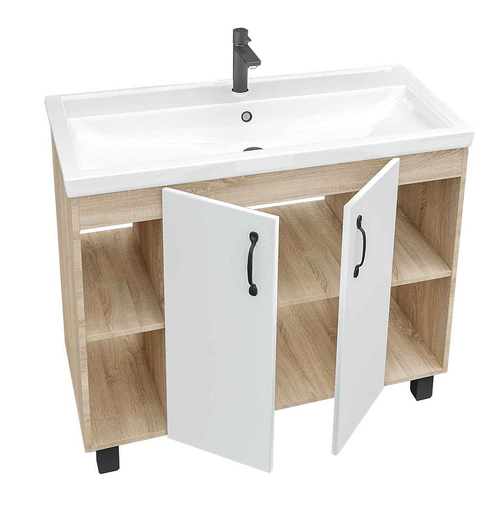 Тумба под раковину Grossman Флай 100 101001 Дуб сонома Белая