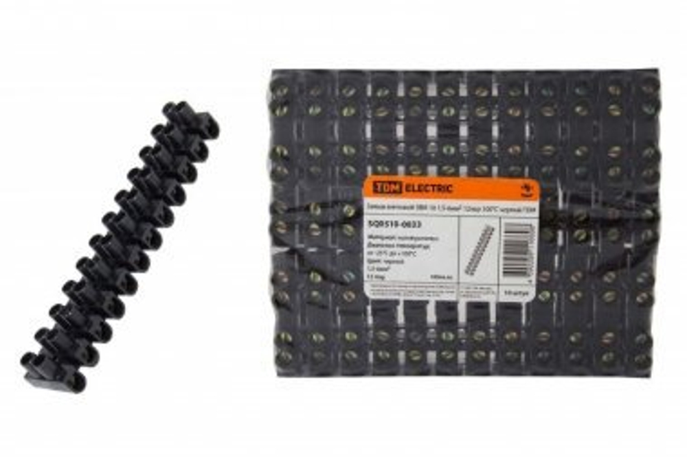 Зажим винтовой ЗВИ- 10 1,5-6мм2 12пар чёрный TDM SQ0510-0033