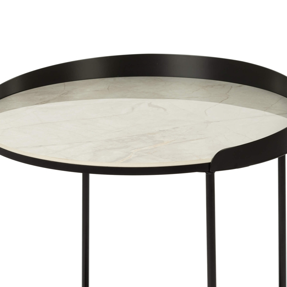Кофейный столик Tray диаметр 40 керамика, черно-белый