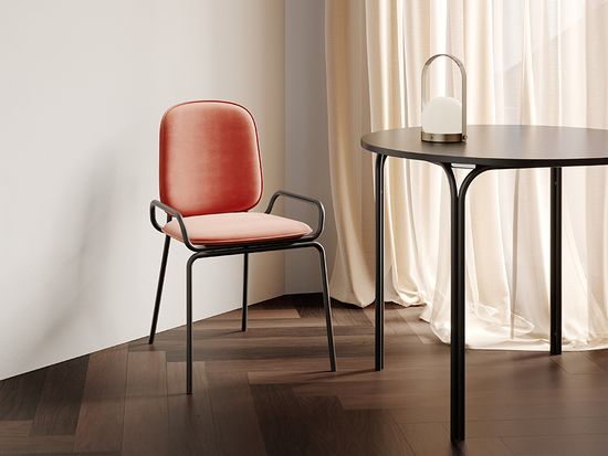 Стул ror, double frame, велюр, черный/темно-красный