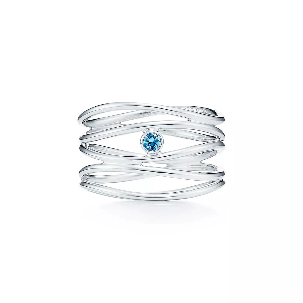 Кольцо из серебра 925,с аквамарином, Tiffany💠
