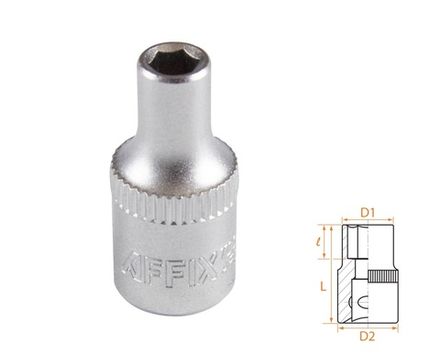 Цена на AFFIX (AF00020004) Головка торцевая стандартная шестигранная 1/4", 04 мм