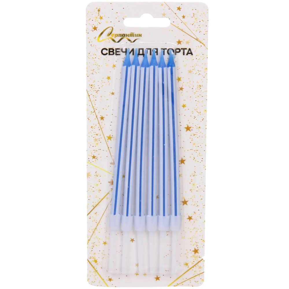 Свечи в торт «Праздничное настроение» 6 шт. 10,5 см, синий