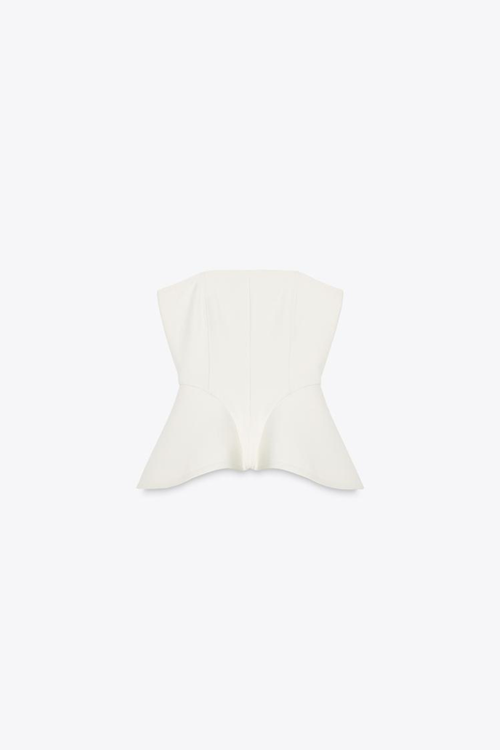 ZARA ТОП БЕЗ БРЕТЕЛЕЙ ИЗ ТКАНИ ИНТЕРЛОК, ЭКРЮ