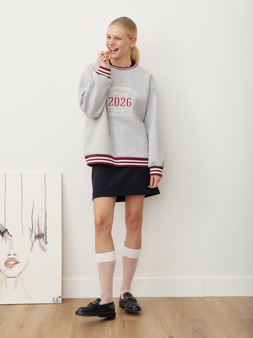 СВИТШОТ «UNSTOPPABLE GIRL» СЕРЫЙ МЕЛАНЖ