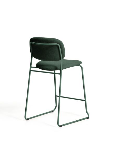 Полубарный стул Meli из зеленой синели с металлическими ножками, 65 см