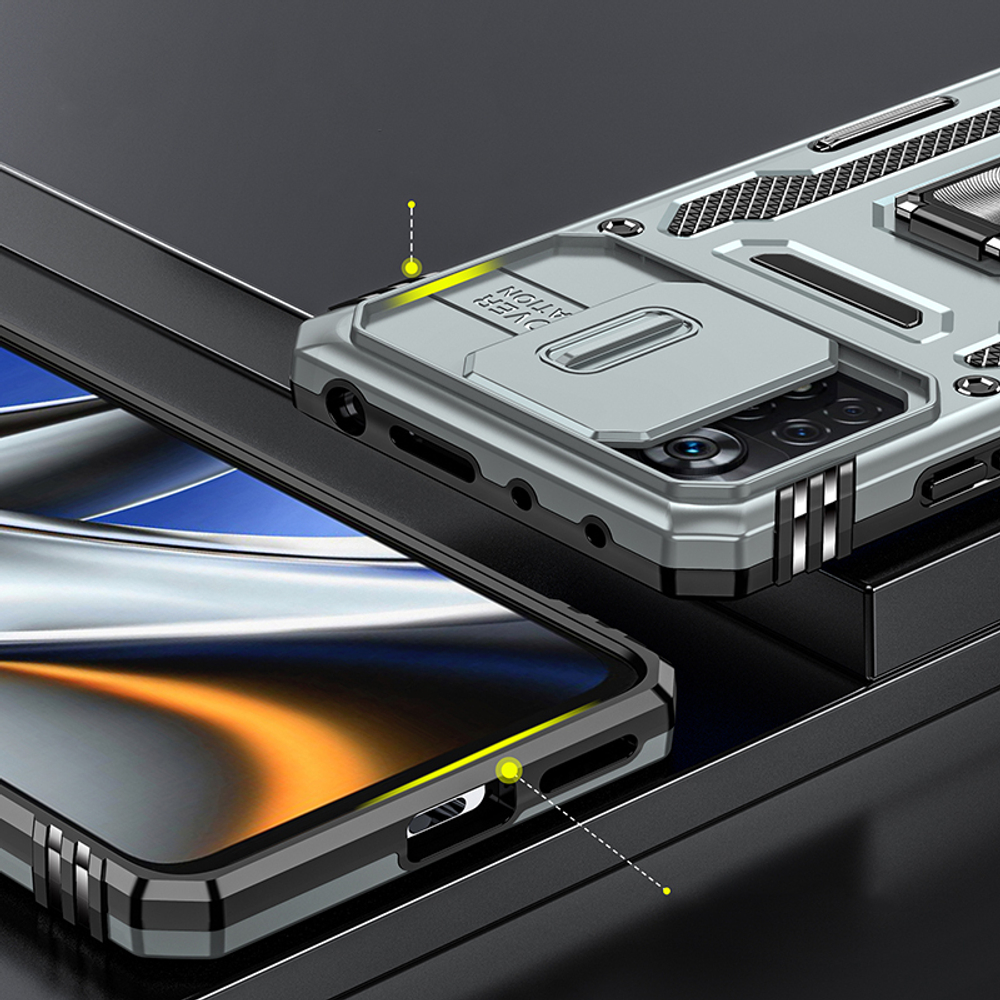 Чехол Safe Case с кольцом и защитой камеры для Xiaomi Poco X4 Pro 5G