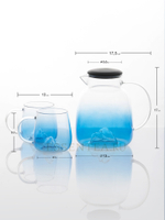 Набор посуды "Мейтонг" из стекла, (кувшин на 1800мл и две чашки по 300мл )