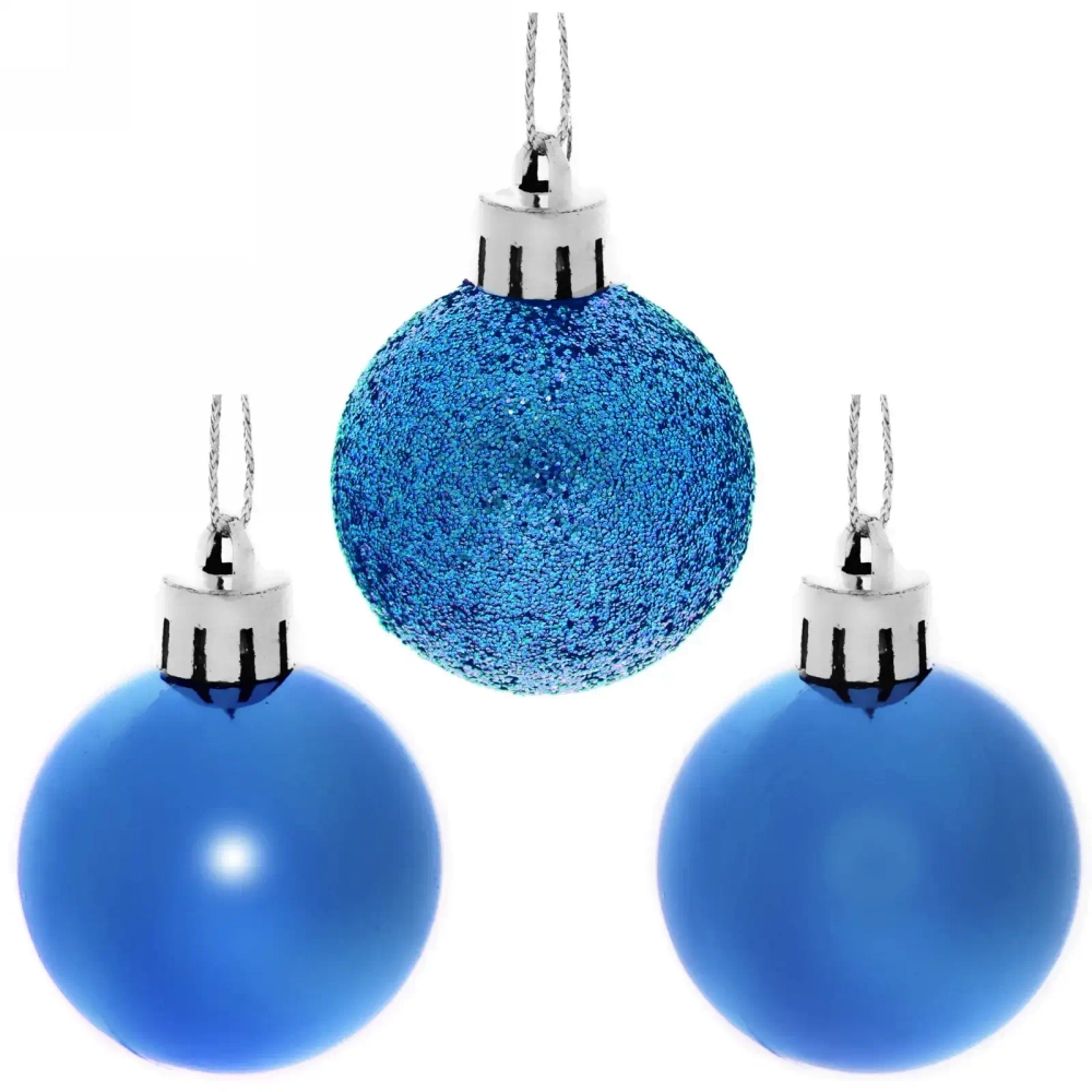 Новогодние шары 4 см (набор 24 шт) «Микс фактур», синий