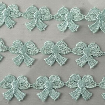 Кружево гипюр KRUZHEVO бантики шир.15мм цв.02 мята упак9м