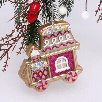 Ёлочная игрушка «Сказочный поезд» 9*1,5*10 см, фуксия