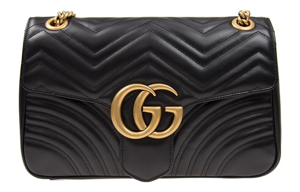 GUCCI GG Marmont Quilted Leather Crossbody Bag, Shoulder Bag Women"s Black