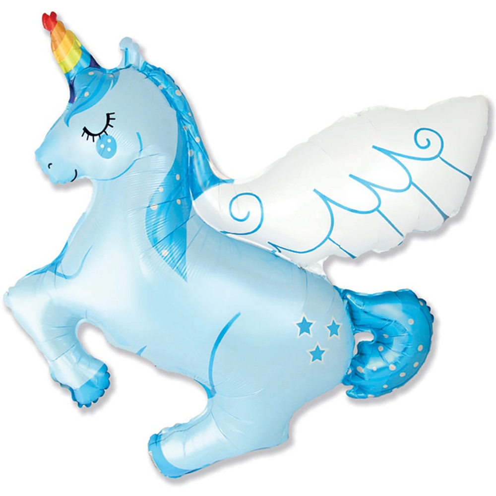 Шар Фольгированный Единорог спящий (Голубой)