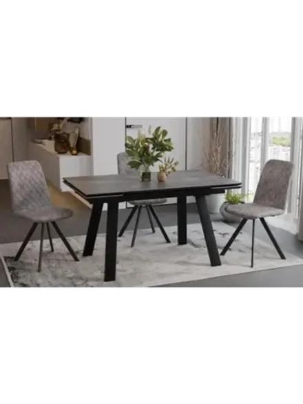 Стол кухонный Черный муар серый мрамор 140(200)х85х76 см