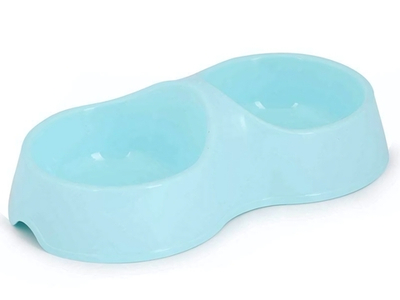 Миска для кошек 0,2л двойная "Мур-мяу" (голубой)