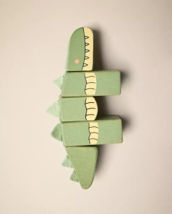 ZARA HOME ДЕРЕВЯННАЯ ИГРУШКА-ГОЛОВОЛОМКА «КРОКОДИЛ» ДЛЯ ДЕТЕЙ, ЗЕЛЕНЫЙ