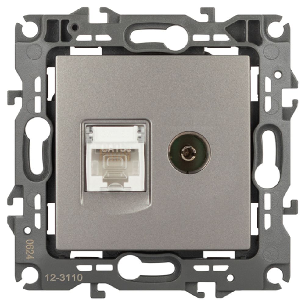 Розетка ЭРА Серия 12 12-3110-16 комбинированная RJ45+TV, титан