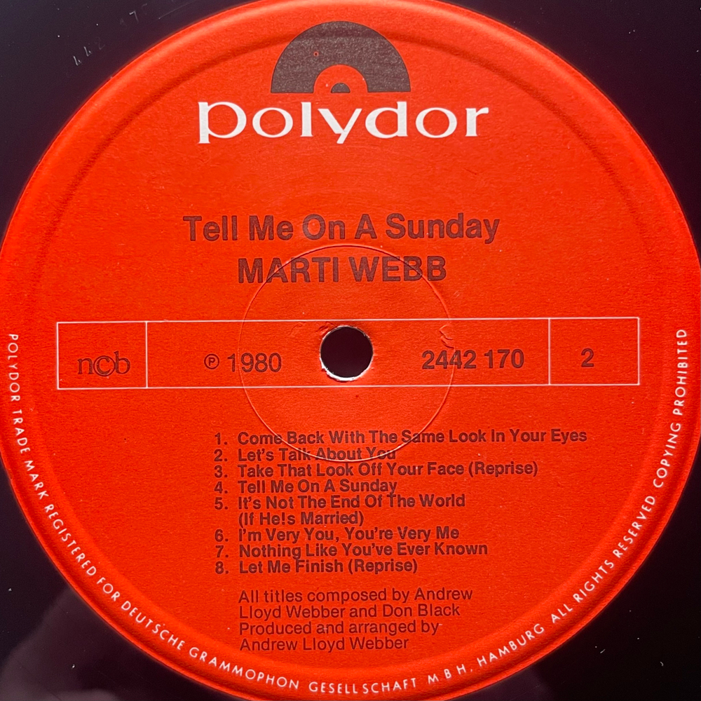 Marti Webb ‎– Tell Me On A Sunday (Скандинавия 1980г.)