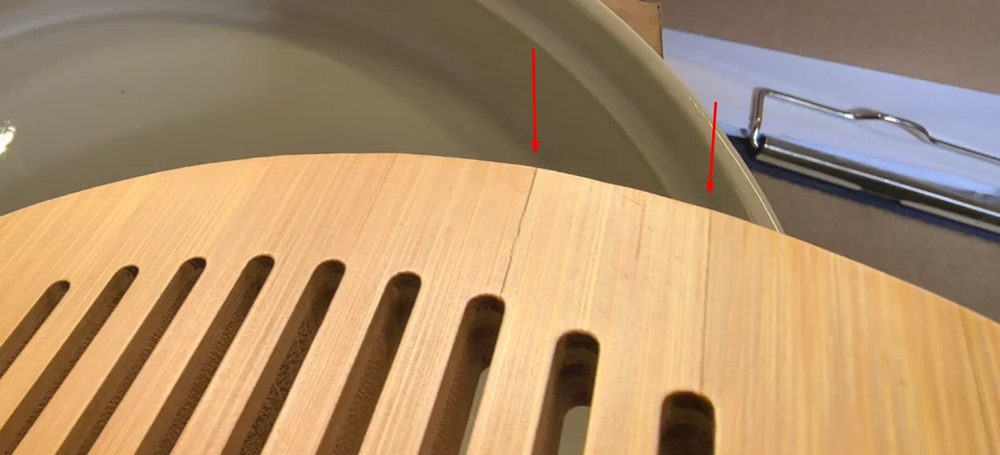 243051.3Y3 УЦЕНКА Чабань "Японский чай" h=4,3см, d=22см, бамбук/керамика натуральный/черный