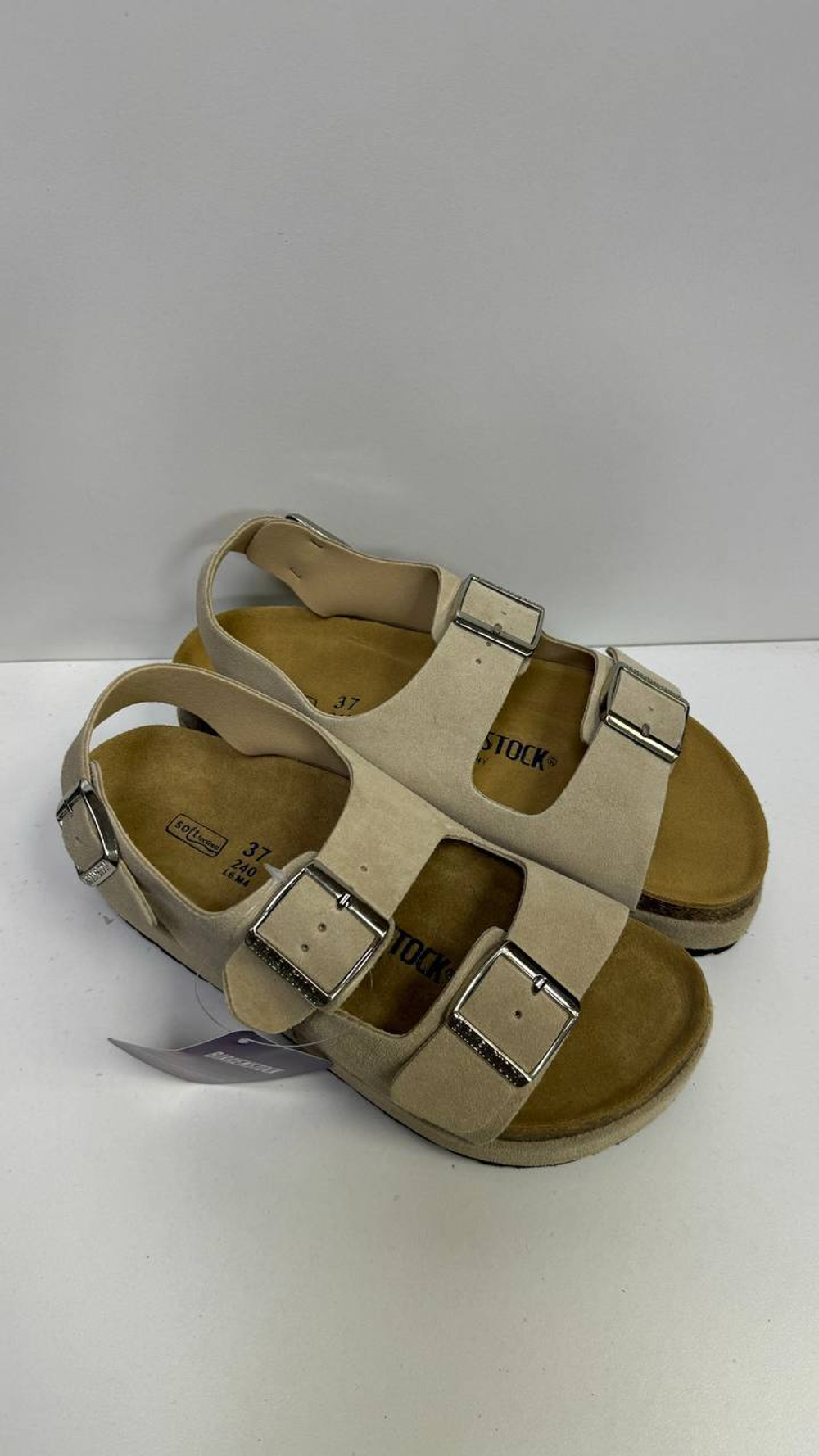 Сандали Birkenstock на утолщенной подошве светло бежевые