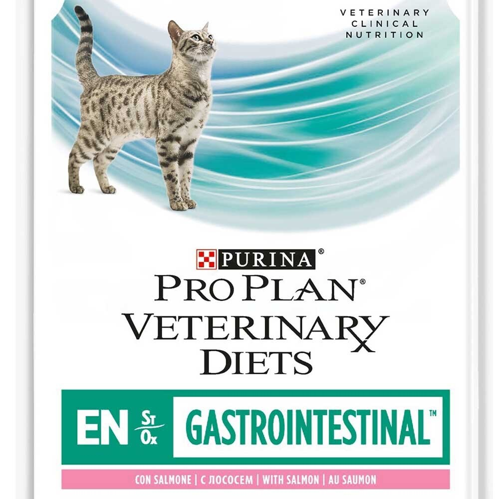 Pro Plan VET EN (лосось) 85 г - диета консервы (пауч) для кошек при проблемах пищеварения (желе) Gastrointestinal ST/OX