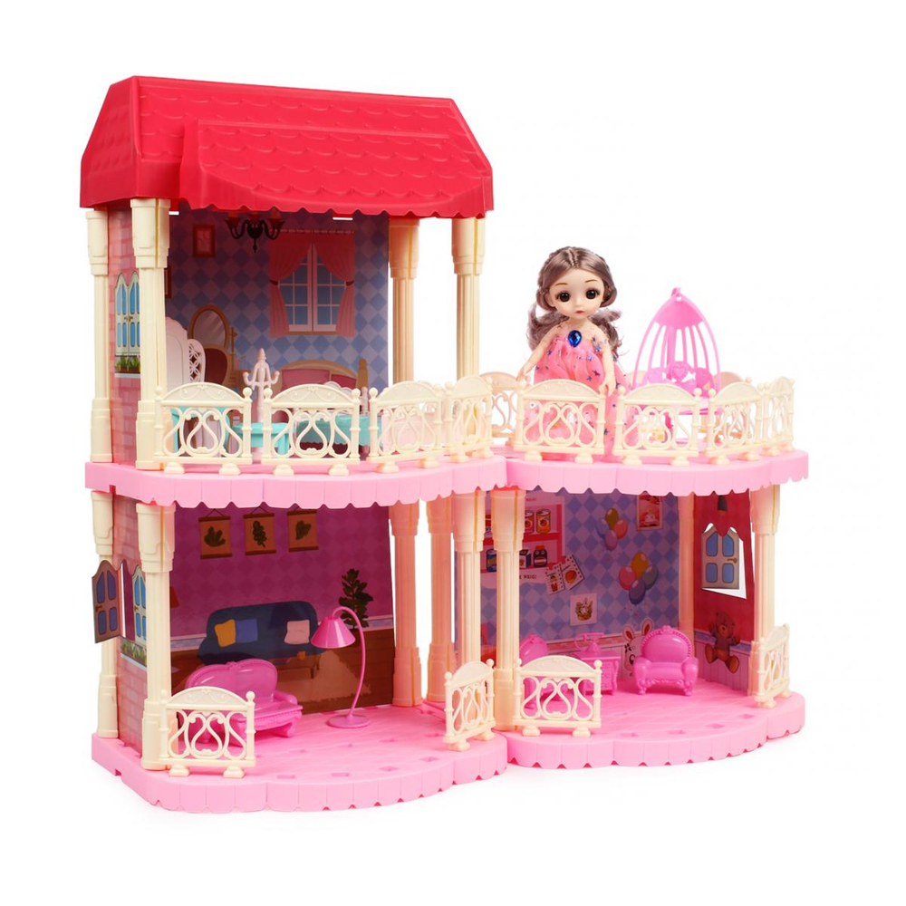 Дом для куклы с куклой мебелью коробка 556-5