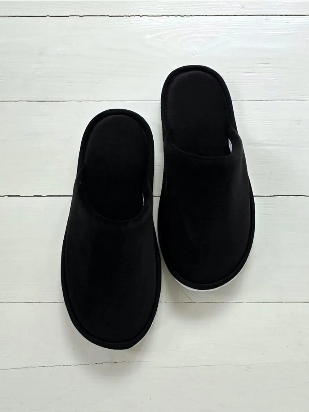 Домашние тапочки из велюра, черные, универсальные