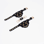 Черные наручники с золотистой фурнитурой