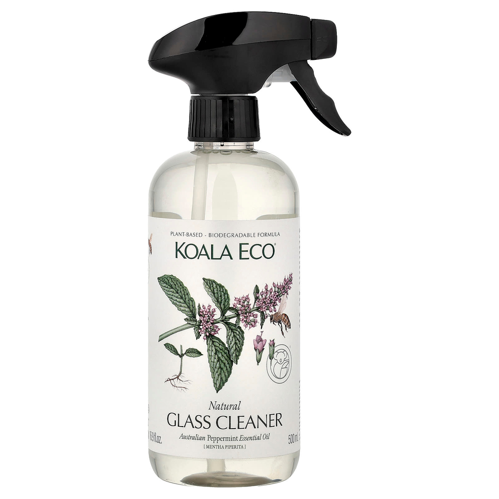 Koala Eco, натуральное средство для мытья стекол, эфирное масло австралийской перечной мяты, 500 мл (16,9 жидк. унции)