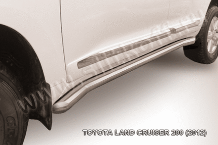 Пороги из нержавейки Toyota Land Cruiser 200 (2012-2015) d76 с гибами