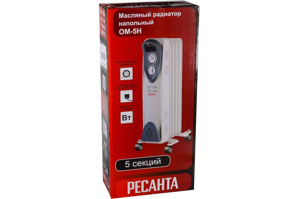 Масляный радиатор Ресанта ОМ-5Н, 5 секций