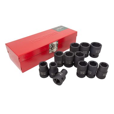 Набор головок ударных, 12пр., 1/2''6гр.(10,12,13,14,15,16,17,18,19,21,22,24мм),в метал. кейсе RockForce##Rock FORCE RF-4129-5MPB