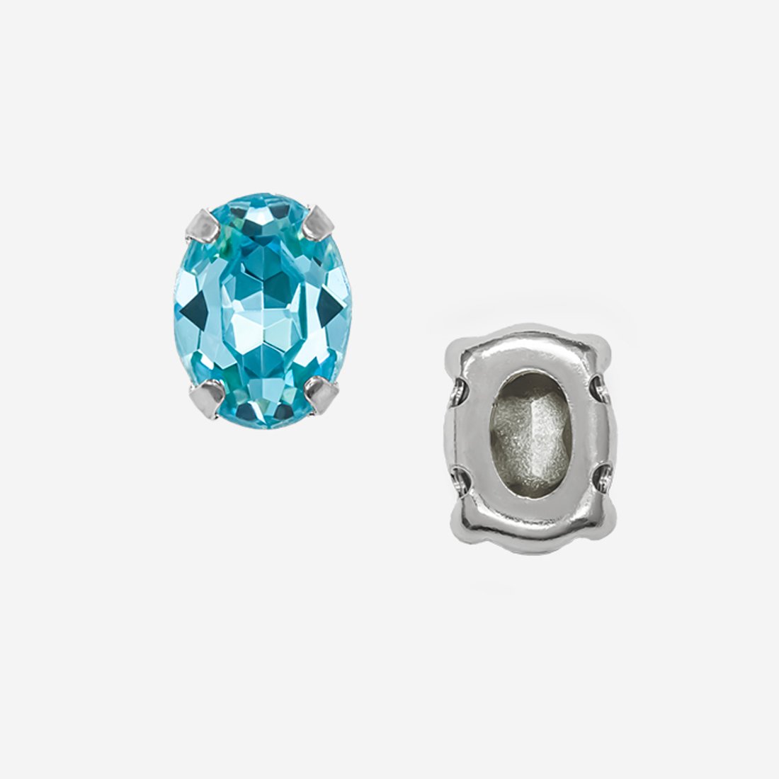 Овал (Oval Fancy Stone) в цапах, оттенок "Indicolite", 8*6мм, родирование