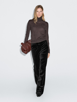 Massimo Dutti Расклешенные бархатные брюки, черный