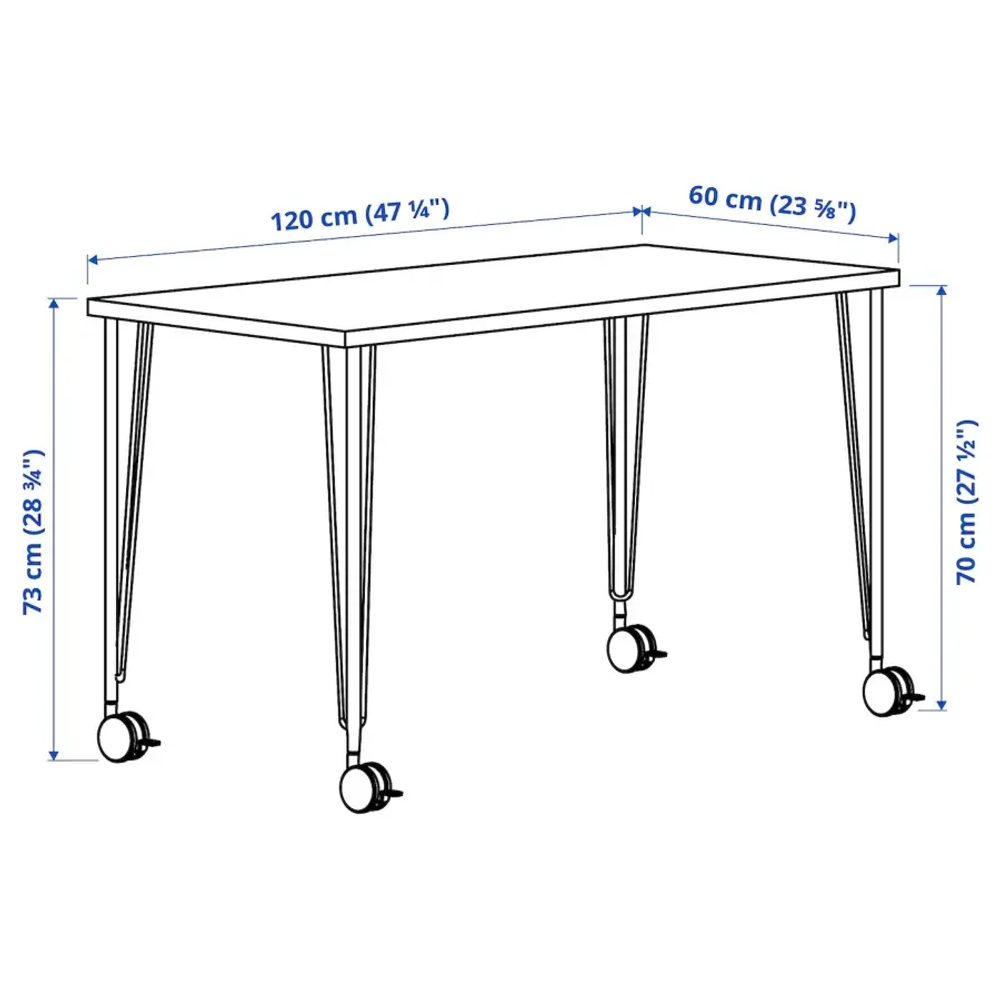 Письменный стол - IKEA LAGKAPTEN, 120х60 см, серый/черный, ЛАГКАПТЕН ИКЕА