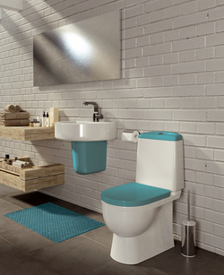 Унитаз-компакт Sanita Luxe Best  с бирюзовой крышкой и сиденьем микролифт