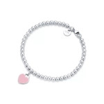 Браслет из серебра, 925 , Tiffany, с сердцем покрытым розовой эмалью💖 В наличии