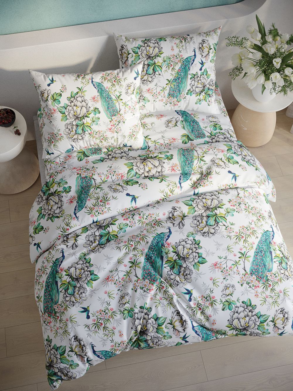 Простынь поплин Сказка "Павлины" 200x215 см