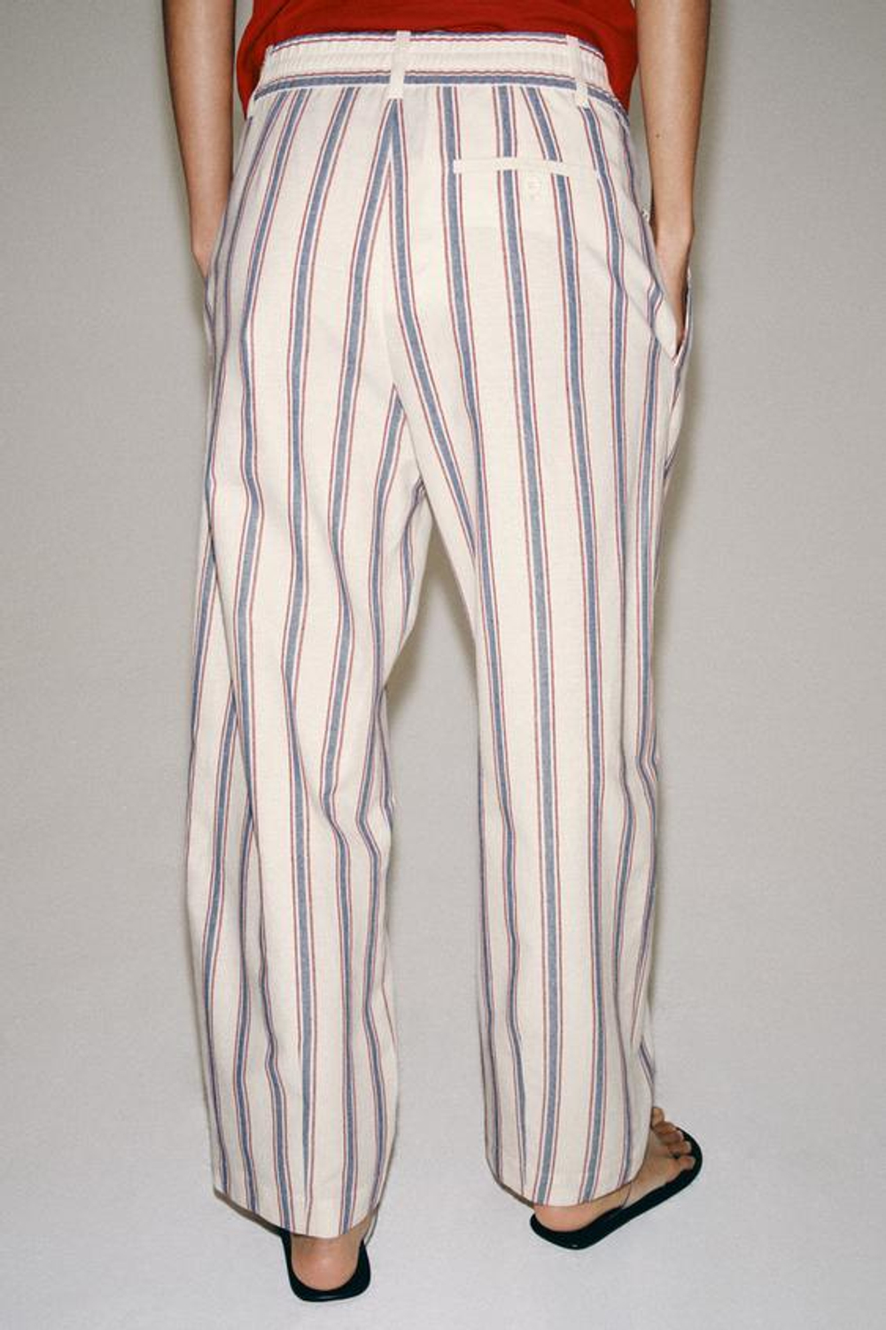 ZARA БРЮКИ BALLOON В ПОЛОСКУ — ZW COLLECTION, ЭКРЮ