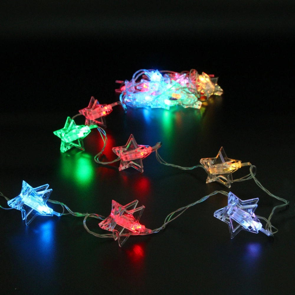 Гирлянда для дома 4,0 м 20 ламп LED с насадками ЗВЕЗДА Прищепка, прозрач.провод, Мультицвет