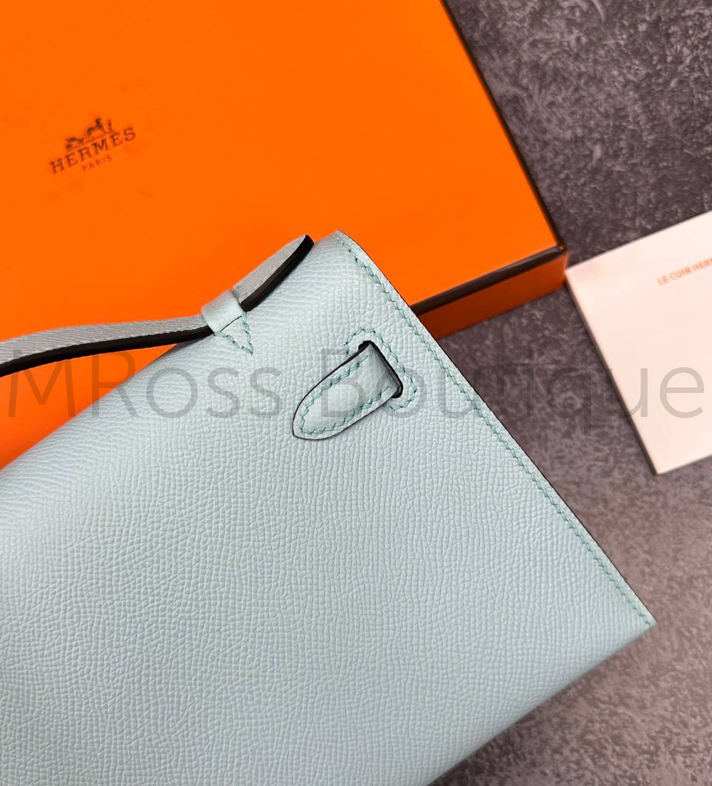 Сумка Hermes Kelly Pochette голубого цвета