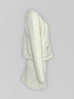 Костюм 6188 плюшевый из кардигана и юбки с золотыми пуговицами