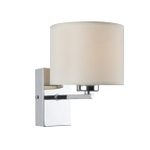 Настенный светильник 1x60Вт E27, металл/ткань, хром/белый