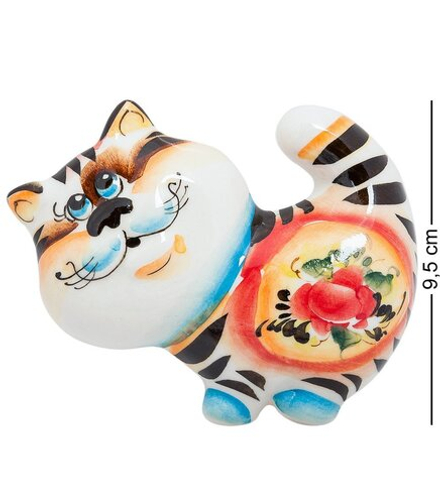 ГЛ- 335 Магнит «Кот-голова» цв. (Гжельский фарфор)